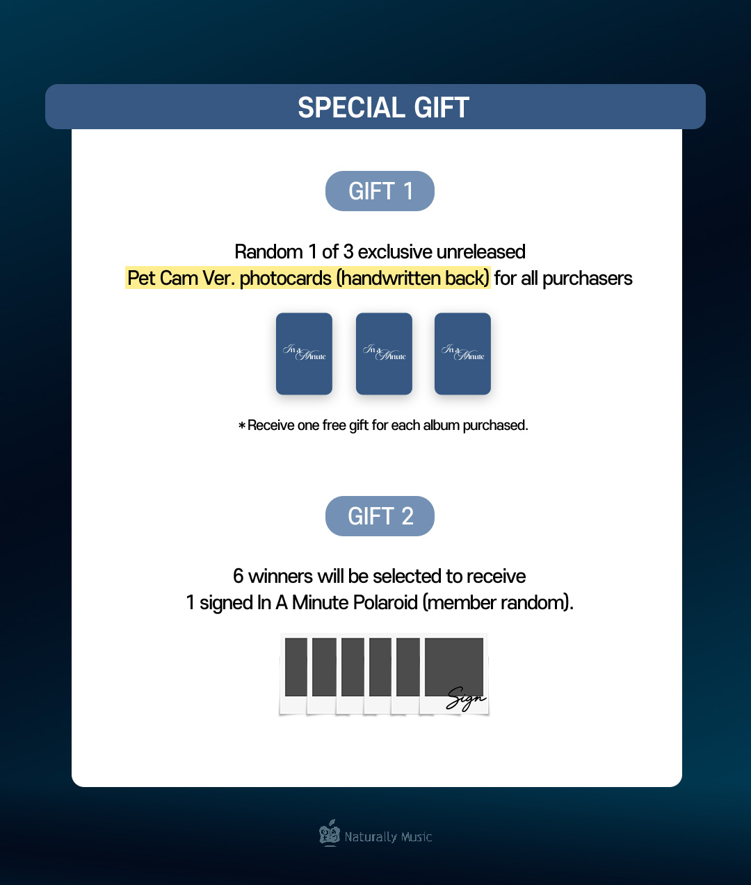 [PRE-ORDER EVENT] In A Minute 1st Album [When the sun goes down: Midnight] (2 types of medium, 1 type random)