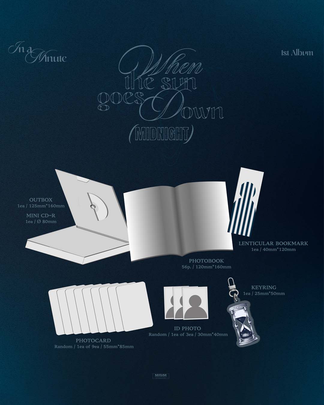 [PRE-ORDER EVENT] In A Minute 1st Album [When the sun goes down: Midnight] (2 types of medium, 1 type random)